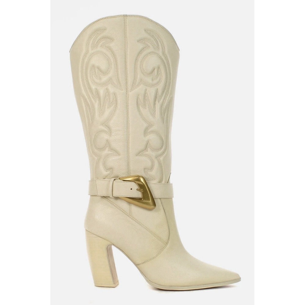 Vince Camuto Biancaa 2 Rich Cream Heeled High Boots Wide Calf Size 9.5 Woman's